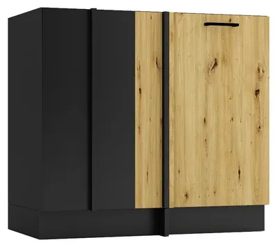 Produktbild von Küchenunterschrank 90 cm - Eiche Artisan und Graphit - Eckküchenschrank - ohne Arbeitsplatte - Soft-Close-System