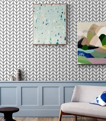 Produktbild von Coloray Fototapete 312x219 cm An Einer Wand Latex Latextapete - Geometrisches Herringbone.