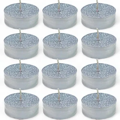 Produktbild von Magische, glitzernde Teelichter, schaffen eine bezaubernde Atmosphäre für Weihnachten und festliche Anlässe. Geruchsneutral, rauchfrei, lange Brenndauer (Durchmesser ca. 5 cm)