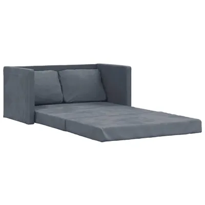 Obrázok produktu pre Podlahová rozkladacia pohovka 2v1 tmavosivá 122x204x55 cm zamat