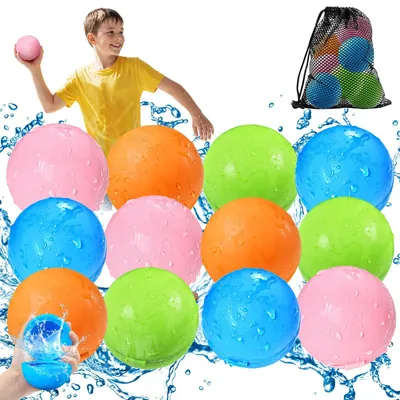 Produktbild von Wasserbomben Wiederverwendbar Silikon Schnellfüllen und Selbstverschließen Wasserbomben für Kinder und Erwachsene Wasserspielzeuge für Sommer 12pcs