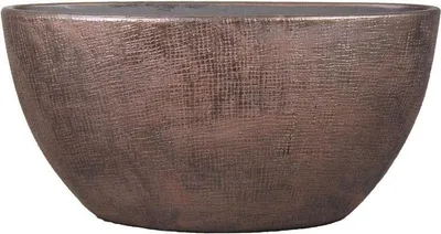 Produktbild von INNA-Glas Ovaler Keramiktopf Agape mit Maserung, Kupfer, 49x20x25cm - Deko Übertopf
