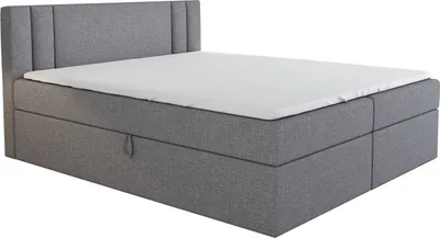 Produktbild von Boxspringbett AKI 200 x 200 mit 2 Bettkästen, Bonell-Matratze und Topper. Farbe: Grau