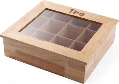 Produktbild von HENDI Teebox 12 Faecher Holzbox mit Sichtfenster