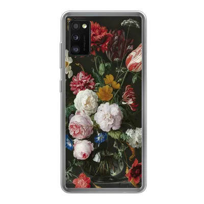 Produktbild von MuchoWow® Handyhülle Schutzhülle Hülle für Samsung Galaxy A41 Stilleben mit Blumen in einer Glasvase - Gemälde von Jan Davidsz. de Heem Silikon Softcase Handy Hülle - Mobiltelefon