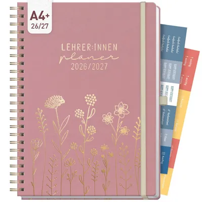 Produktbild von Häfft Lehrer-Planer Deluxe 2026/2027 / A4+ / Fine Flowers rosé