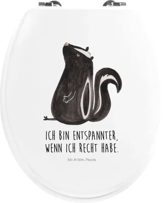 Produktbild von Mr. & Mrs. Panda WC Deckel Stinktier Sitzen - Weiß - Geschenk, Spruch, Skunk, Toilettendeckel, klo, Klo-Deckel, Raubtier, Brille, Toilettenbrille, Besserwisser, WC-Sitz