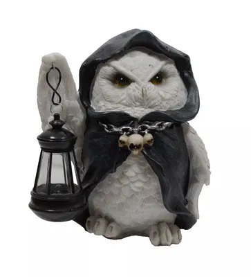 Produktbild von Gothic Deko Figur Eule Vogel Laterne Reaper Skulptur Objekt Totenkopf Steampunk