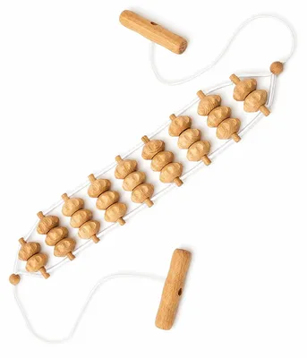 Produktbild von Holz Massagegerät Rücken, ergonomischer Massage Roller für Nacken, Rücken, Beine und Körper, natürlicher Selbstmassage Roller aus Buchenholz