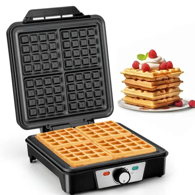 Zdjęcie produktu dla Gofrownica Belgijska na 4 gofry - 1200 W - Płynna regulacja temperatury - Powłoka antyprzywierająca