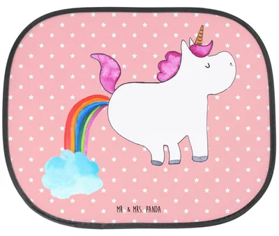 Produktbild von Mr. & Mrs. Panda fenster sonnenschutz auto Einhorn Pupsen - Rot Pastell - Geschenk, Seitenscheibe, seitenfenster, Freundin, Hitzeschutz, Lustig, Regenbogen, Unicorn, Spaß