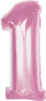 Immagine prodotto di Palloncino Numero Rosa Chiaro Numero 1 in foil 92 cm