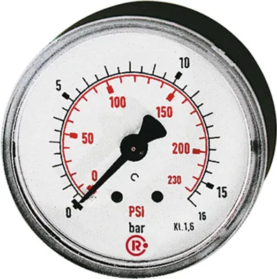 Produktbild von Riegler Manometer rückseitig zentrisch 40mm 0-16bar G1/8 Doppelskala