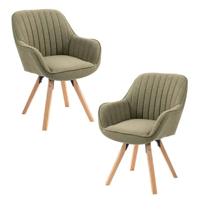 Zdjęcie produktu dla Zestaw 2 wygodnych krzeseł do jadalni Meubles Cosy z zielonej tkaniny z funkcją obrotu o 360° – CARSON