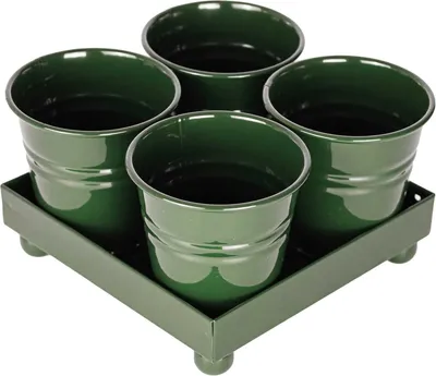 Obrázek produktu pro Mary's Garden Supplies 4 miniaturní kovové misky, barva zelená