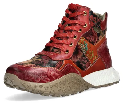 Produktbild von Laura Vita Damen Hightop-Sneaker florale Muster Wechselsohle EVITAO 95, Größe:37 EU, Farbe:Rot