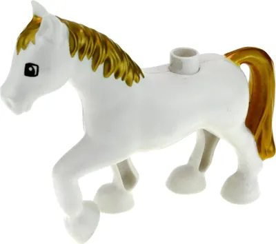 Produktbild von 1x Lego Duplo Tier Pferd weiß Stute Hengst Mähne gold Schloss 4657814 3426pb02