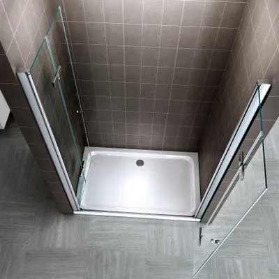 Produktbild von i-flair Duschfalttüren 144-148 cm - Höhe: 185 cm, Duschabtrennung aus 6 mm durchsichtigem ESG Sicherheitsglas mit Nanobeschichtung