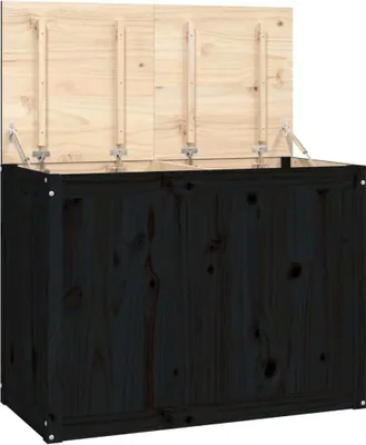 Produktbild von vidaXL Wäschetruhe Schwarz 88,5x44x66 cm Massivholz Kiefer
