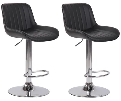 Produktbild von CLP 2er Set Barhocker Lentini Kunstleder drehbar mit Höhenverstellung schwarz Gestell Farbe chrom