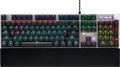 Zdjęcie produktu dla Canyon Nightfall, Pełnowymiarowy (100%), Przewodowa, USB, Mechaniczna, QWERTY, Czarny, Szary