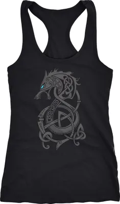 Produktbild von Damen Tank-Top Wolf Fenrir Fabelwesen Wikinger nordische Mythologie Odin Fashion Streetstyle Racerback Neverless® schwarz S