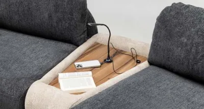 Immagine prodotto di Divano componibile divano angolare divano a U divano grigio pouf in tessuto