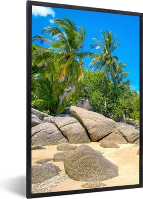 Produktbild von MuchoWow® Gerahmtes Poster Strand - Tropen - Meer - Pflanzen 60x90 cm - Poster mit Schwarzem Bilderrahmen Wandposter Rahmen Foto Bilder - Kunst