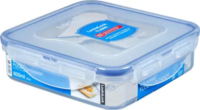 Produktbild von Vorratsdose Lock&Lock 600ml, Gefrierdosen mit Silikondichtung, stapelbare Brotzeitdosen, Snackbox 15,5x15,5cm