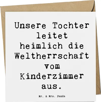 Produktbild von Mr. & Mrs. Panda Grußkarte Spruch Tochter Weltherrschaft - Weiß - Geschenk, Familienleben, anlasskarte, Freude, persönliche Erinnerungen, Stärke, Glückwunschkarte, Liebe