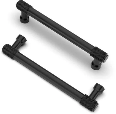 Obrázek produktu pro Sada 10 kusů černých úchytek na nábytek – úchytky na skříně a zásuvky vyrobené ze zinkové slitiny, rozteč otvorů 128 mm, včetně šroubů (25/45 mm)