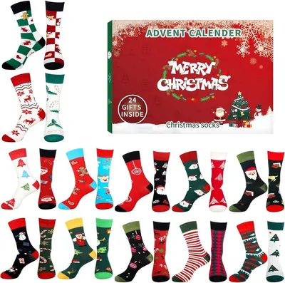 Produktbild von Weihnachtskalender, 24-teilig, für Erwachsene, Baumwollsocken für den Weihnachtscountdown