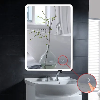 Produktbild von Wandspiegel LED Badspiegel Lichtspiegel Kosmetikspiegel 80*60cm Berührungsschalter