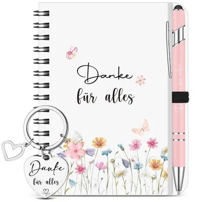 Produktbild von Geschenk für Lehrer - Dankeschengeschenk - Notizbuch mit Stift und Schlüsselanhänger