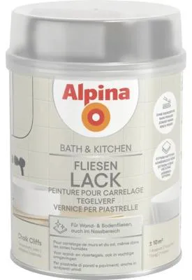 Produktbild von Alpina Bad & Küche Fliesenlack seidenmatt - für Wand- und Bodenfliesen - Kreidefelsen 750 ml