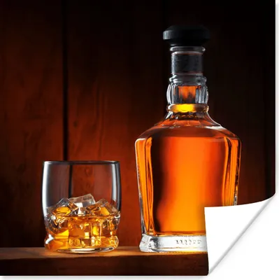 Produktbild von MuchoWow® Poster Whiskey - Flasche - Karaffe 75x75 cm - Wand Dekoration