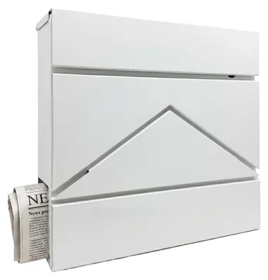 Immagine prodotto di Cassetta postale Relaxdays con scomparto per i giornali, dimensioni: 37 x 37 x 11 cm, formato DIN C4, resistente alle intemperie, 4 chiavi, cassetta postale, bianca