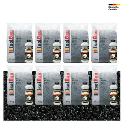 Steinteppich SET Nero 4-8mm Marmorkies 200kg + PU-Bindemittel Set für 20m²