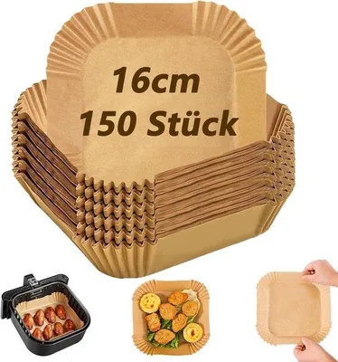 Produktbild von 150 Stück Hitzebeständiges Fritteusenpapier für Luftfritteuse, 16 cm, Fritteusenpapier, Fritteusenpapierabdeckung