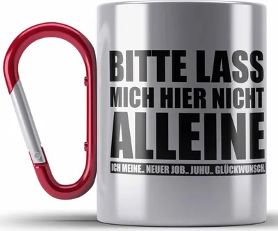 Produktbild von Trendation - Kollege Kollegin Abschied Geschenk Edelstahl Tasse Karabiner Spruch Abschiedsgeschenk Karabiner Edelstahl Tasse Karabiner Edelstahl Neuer Job Jobwechsel (Rot)