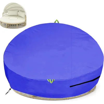 Zdjęcie produktu dla Osłona przeciwsłoneczna, okrągła, średnica 223 cm, wysokość 88/45 cm, kolor niebieski, wykonana z tkaniny Oxford 600D