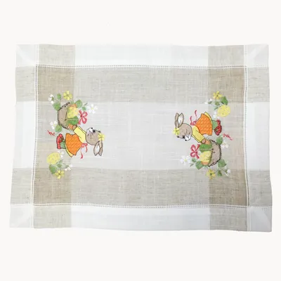 Produktbild von Tischdecke Läufer Stickerei Hasenmädchen Ostern 35 x 50 cm