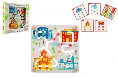 Obrázok produktu pre Puzzle/edukačný labyrint Mesto/Recyklácia 2v1 drevené 30x30cm