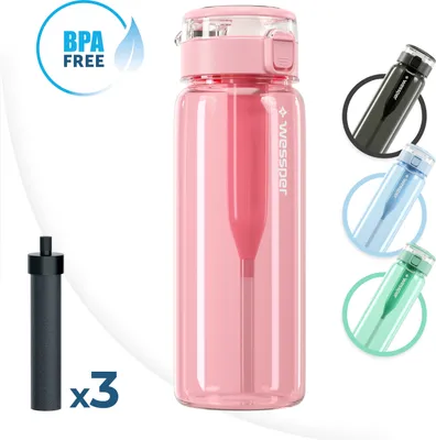 Immagine prodotto di Set: Wessper ActiveMax Clarti 0,68 l bottiglia filtro rosa + Wessper Clarti cartuccia filtro 2 pezzi