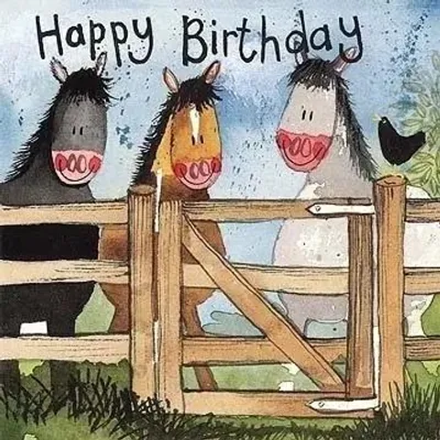 Image de Carte d'anniversaire AC287 Chevaux à la ferme