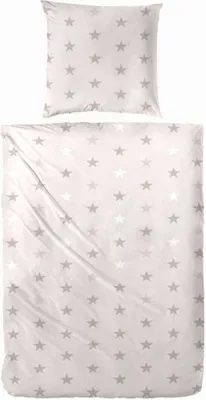 A pillowcase and duvet cover with a star pattern.