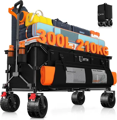 Productafbeelding van Opvouwbare transportwagen, inhoud 300 l, rem, wielen voor alle