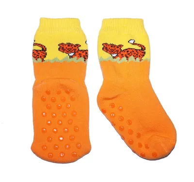 Produktbild von Kinder ABS-Socken aus Baumwolle Leopard Orange Größe 17-18