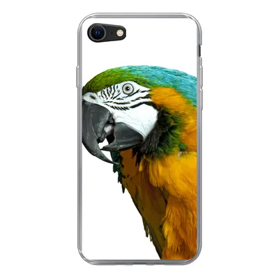Produktbild von MuchoWow® Handyhülle Schutzhülle Hülle für iPhone SE 2020 Papagei - Vogel - Federn - Porträt Silikon Softcase Handy Hülle - Kartenbesitzer