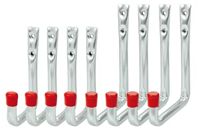 Image de Crochets muraux, crochets pour outils, crochets de garage, crochets de levage | Capacité de charge : 35 ou 25 kg | Résistants aux intempéries | En forme de U, lot de 8 pièces, 2 tailles (125 x 86 x 53 x 60 et 148 x 114 x 56 x 86)